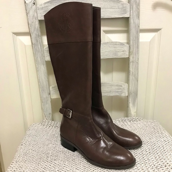 Ralph Lauren Madisen Monogram Leather Riding Boot - Picture 4 of 16